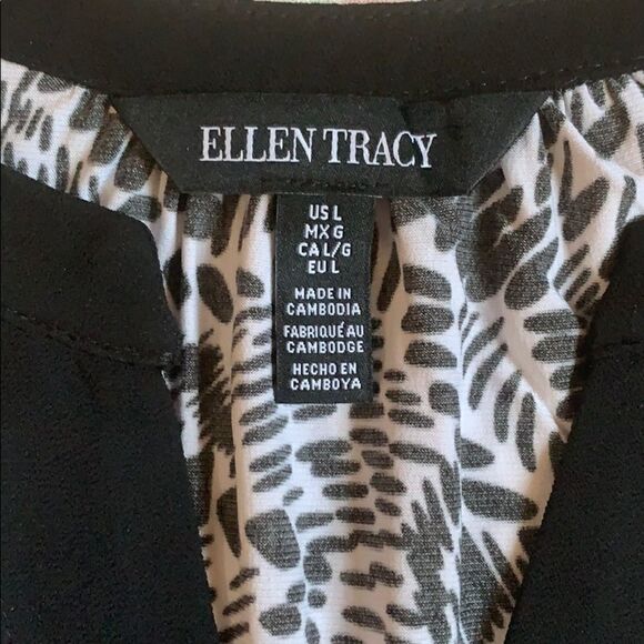 NWT Ellen Tracy B&W Tribal Print Top Size Large NEW WITH TAG - Picture 11 of 15